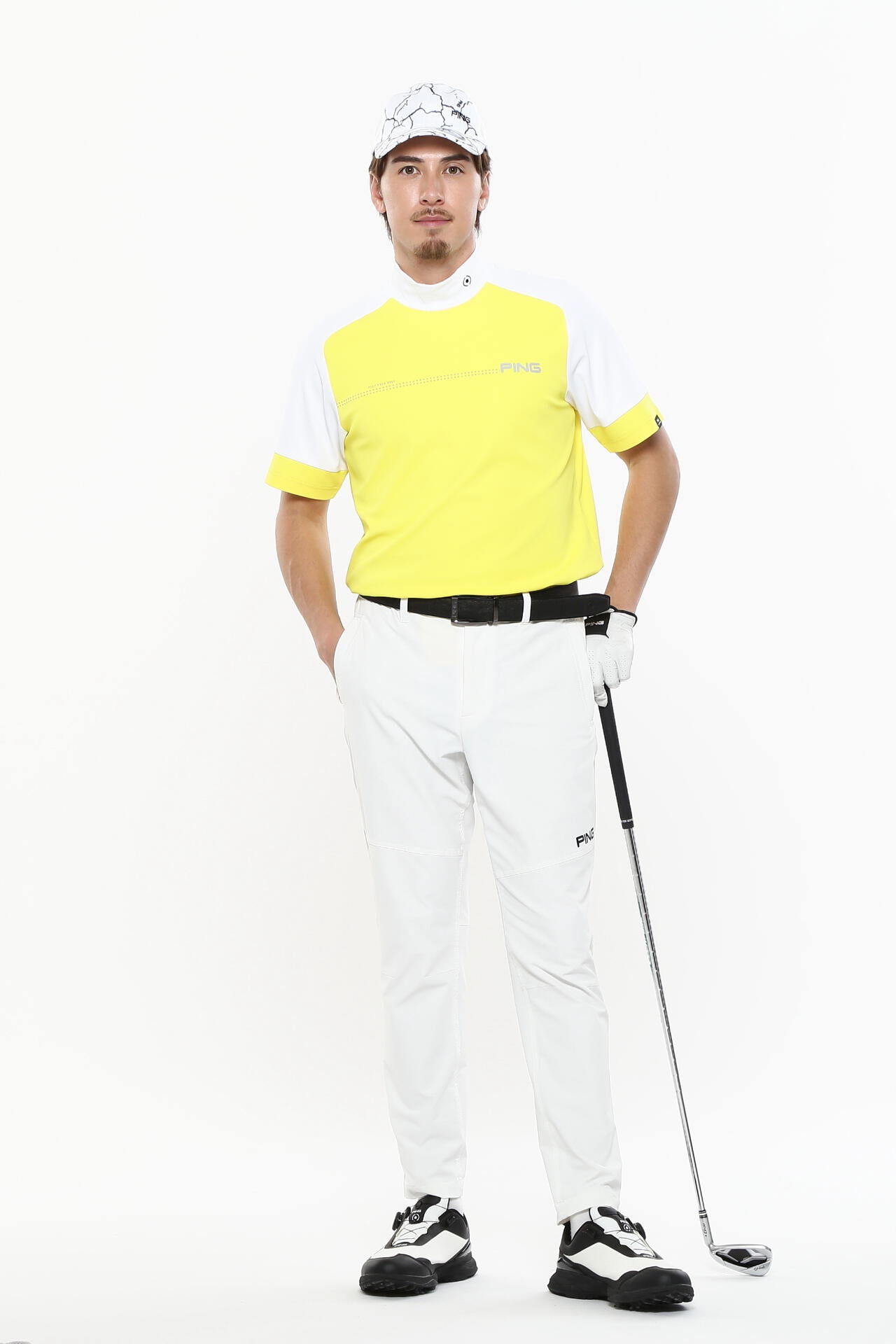 日本ゴルフツアー選手権蝉川プロ着用【PING APPAREL】涼風テラカノコ半袖ハイネックシャツ <PERFORMANCE> (MENS)