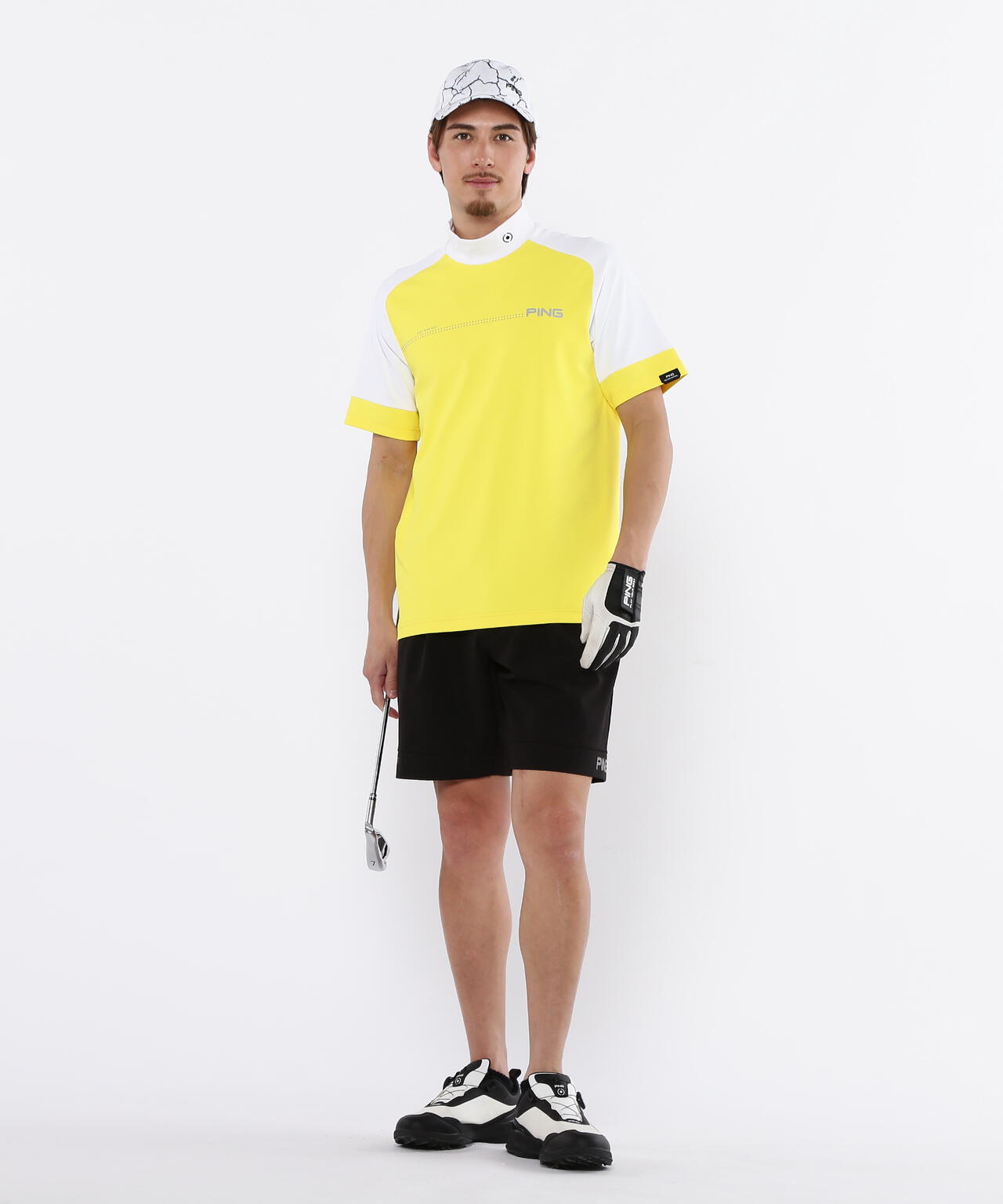 日本ゴルフツアー選手権蝉川プロ着用【PING APPAREL】涼風テラカノコ半袖ハイネックシャツ <PERFORMANCE> (MENS)