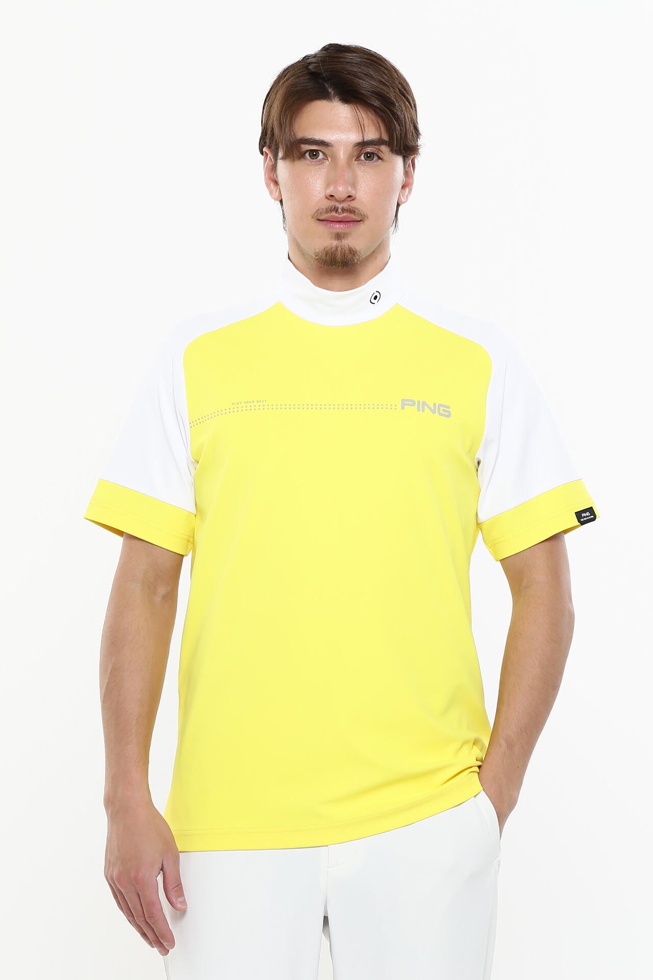 日本ゴルフツアー選手権蝉川プロ着用【PING APPAREL】涼風テラカノコ半袖ハイネックシャツ <PERFORMANCE> (MENS)