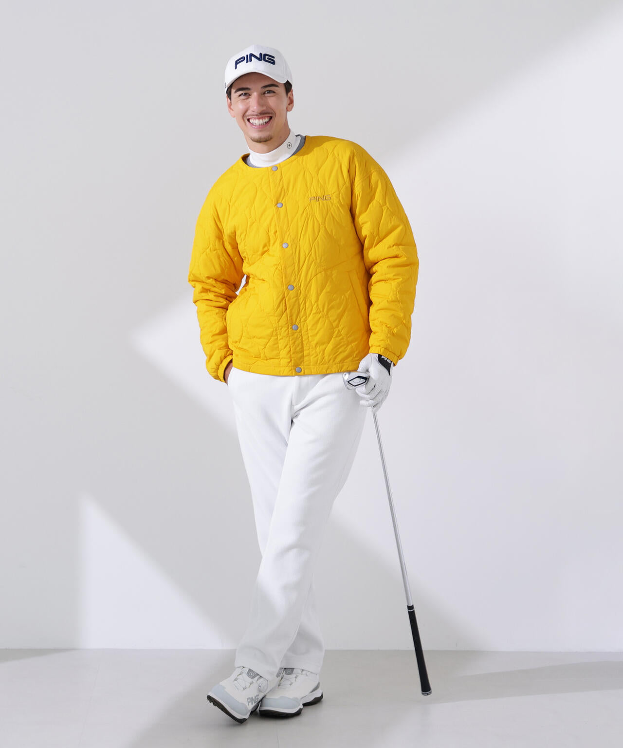 【PING APPAREL】ストレッチタフタキルティングノーカラーブルゾン <NATIVE> (MENS)