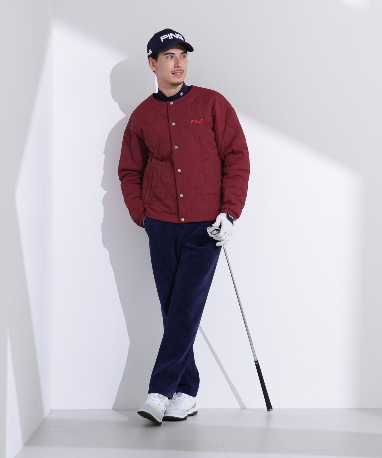 【PING APPAREL】ストレッチタフタキルティングノーカラーブルゾン <NATIVE> (MENS)