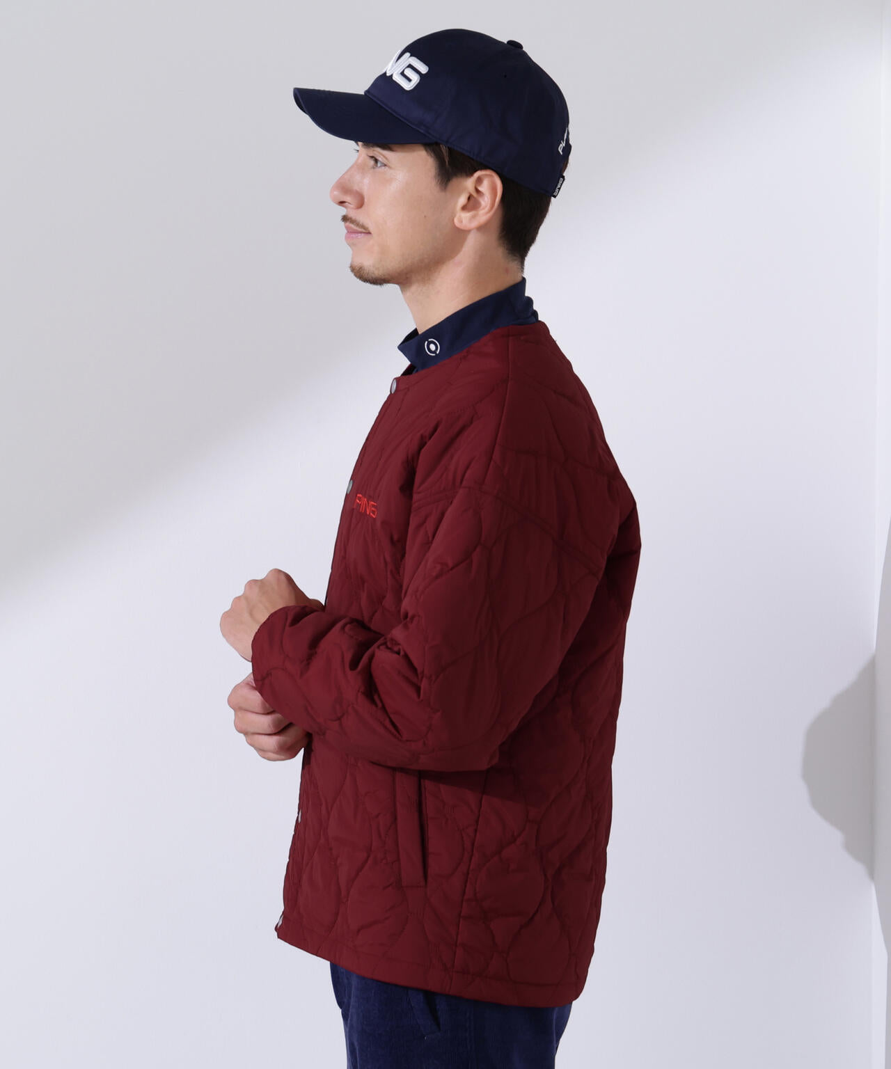【PING APPAREL】ストレッチタフタキルティングノーカラーブルゾン <NATIVE> (MENS)