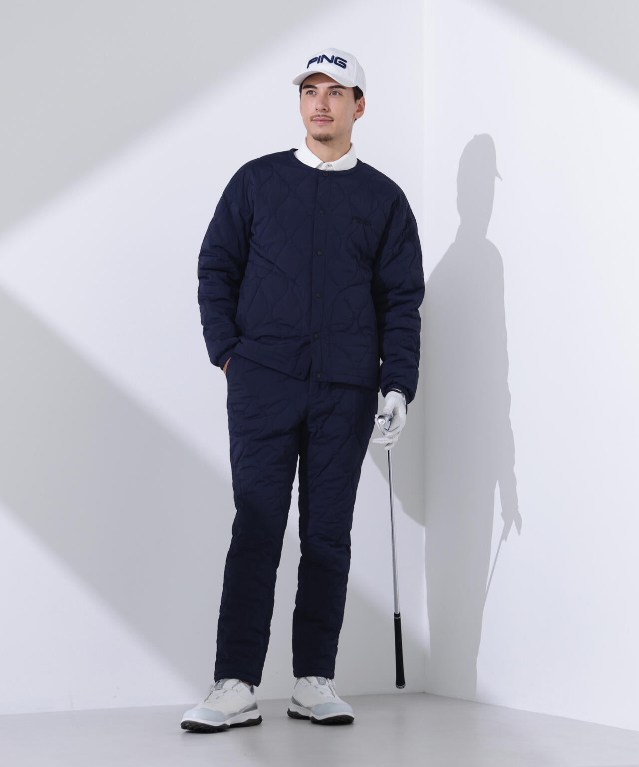 【PING APPAREL】ストレッチタフタキルティングノーカラーブルゾン <NATIVE> (MENS)