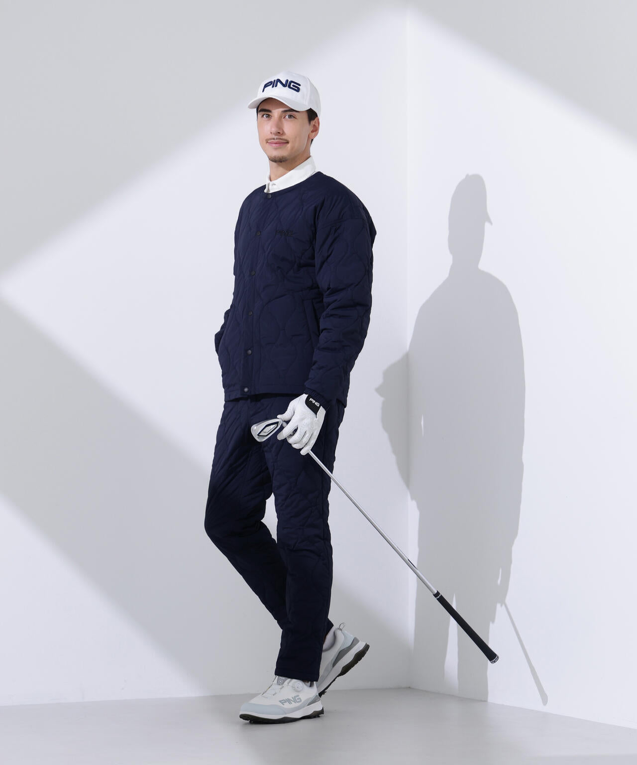 【PING APPAREL】ストレッチタフタキルティングノーカラーブルゾン <NATIVE> (MENS)