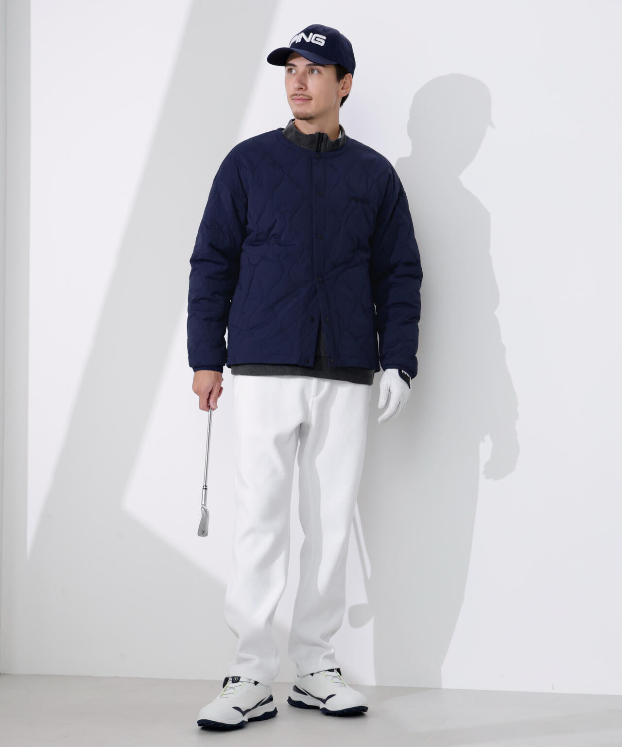 【PING APPAREL】ストレッチタフタキルティングノーカラーブルゾン <NATIVE> (MENS)