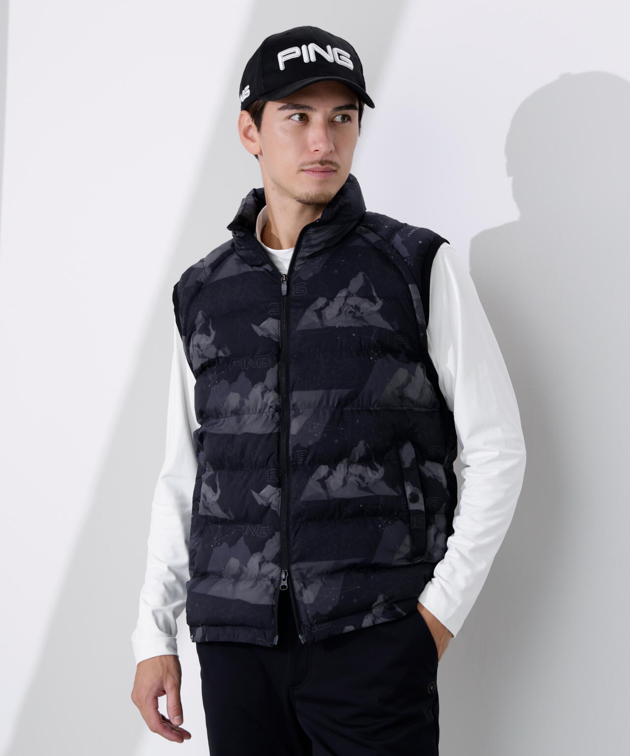 【PING APPAREL】全方向ストレッチ接結ボーダー2WAY中綿ブルゾン <PERFORMANCE> (MENS)