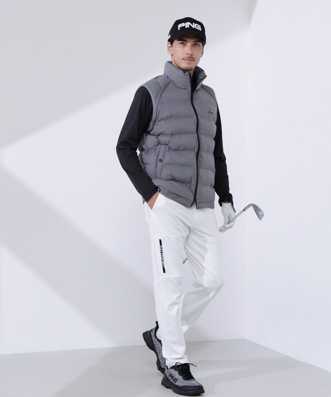 【PING APPAREL】全方向ストレッチ接結ボーダー2WAY中綿ブルゾン <PERFORMANCE> (MENS)