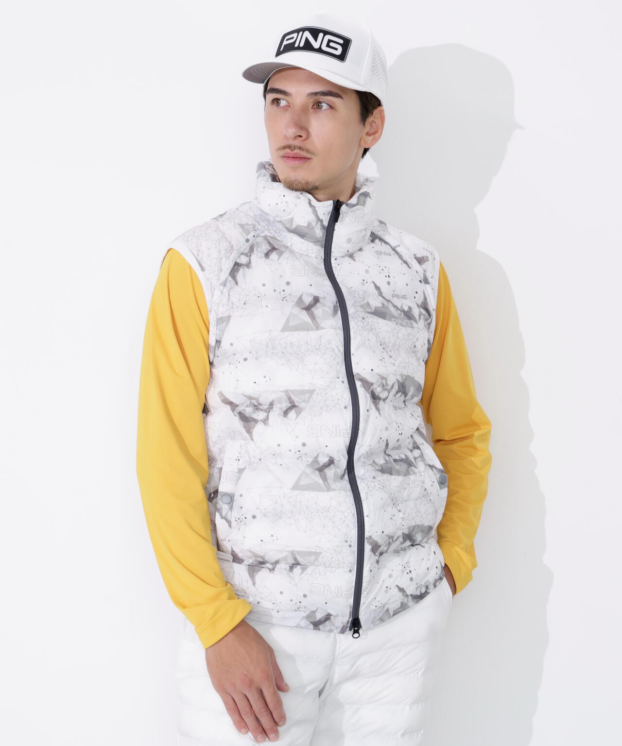 【PING APPAREL】全方向ストレッチ接結ボーダー2WAY中綿ブルゾン <PERFORMANCE> (MENS)