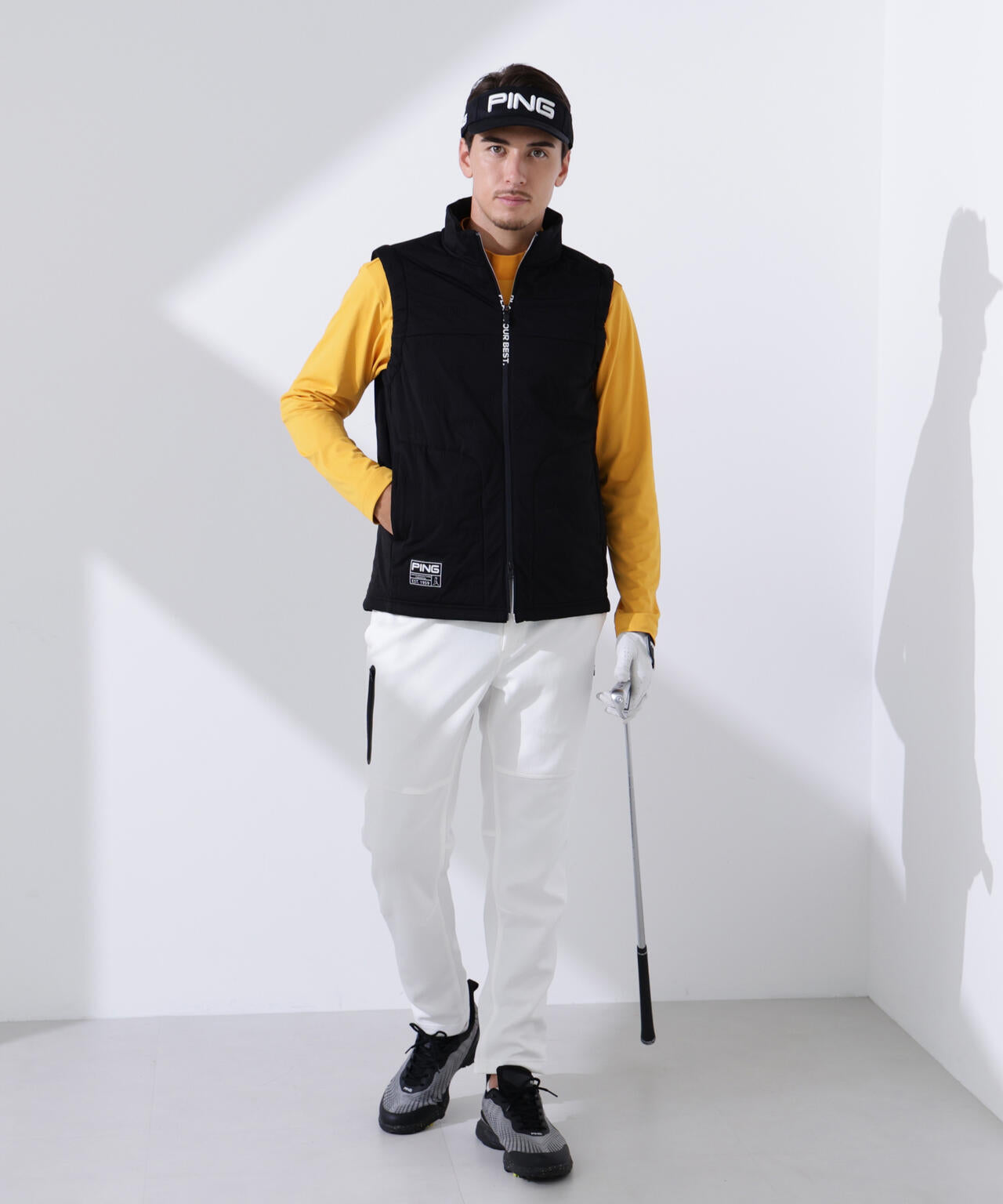 【PING APPAREL】キルトダンボールジャージテーパードパンツ <GOLD> (UNISEX)