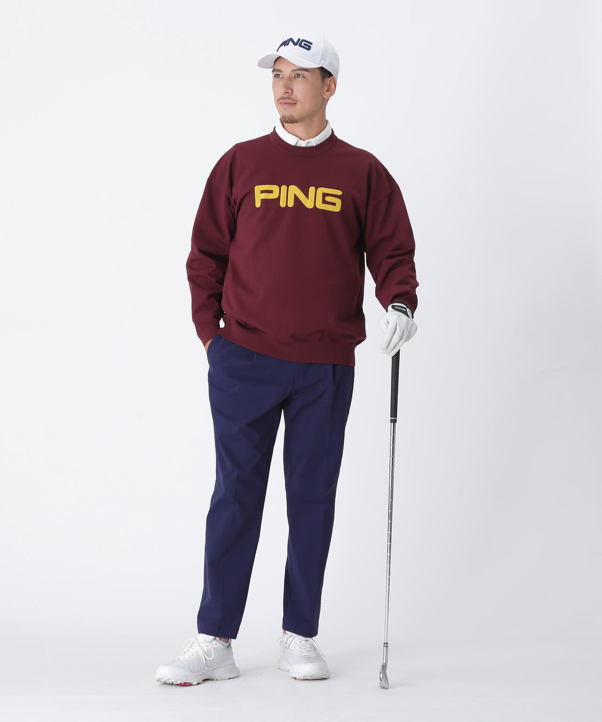 【PING APPAREL】全方向ストレッチコットンライクツイルワンタックテーパードパンツ <NATIVE> (MENS)