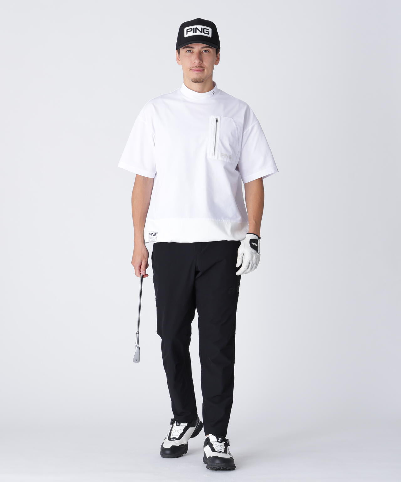 【PING APPAREL】全方向ストレッチ ダブルフェイスヒザ切替テーパードパンツ <GOLD> (MENS)