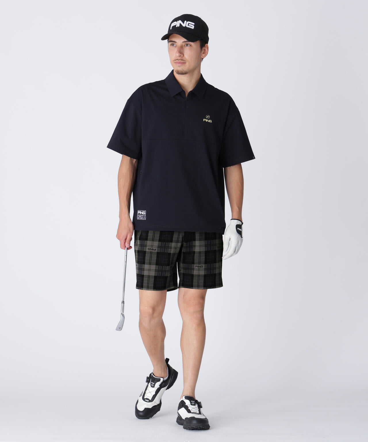 【PING APPAREL】全方向ストレッチブラックウォッチショートパンツ <GOLD> (MENS)