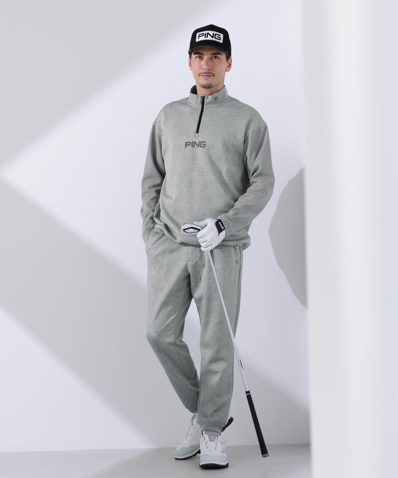 【PING APPAREL】PINGキルトジャガード/全方向ストレッチダンボールニットハーフジップカットソー<NATIVE> (MENS)