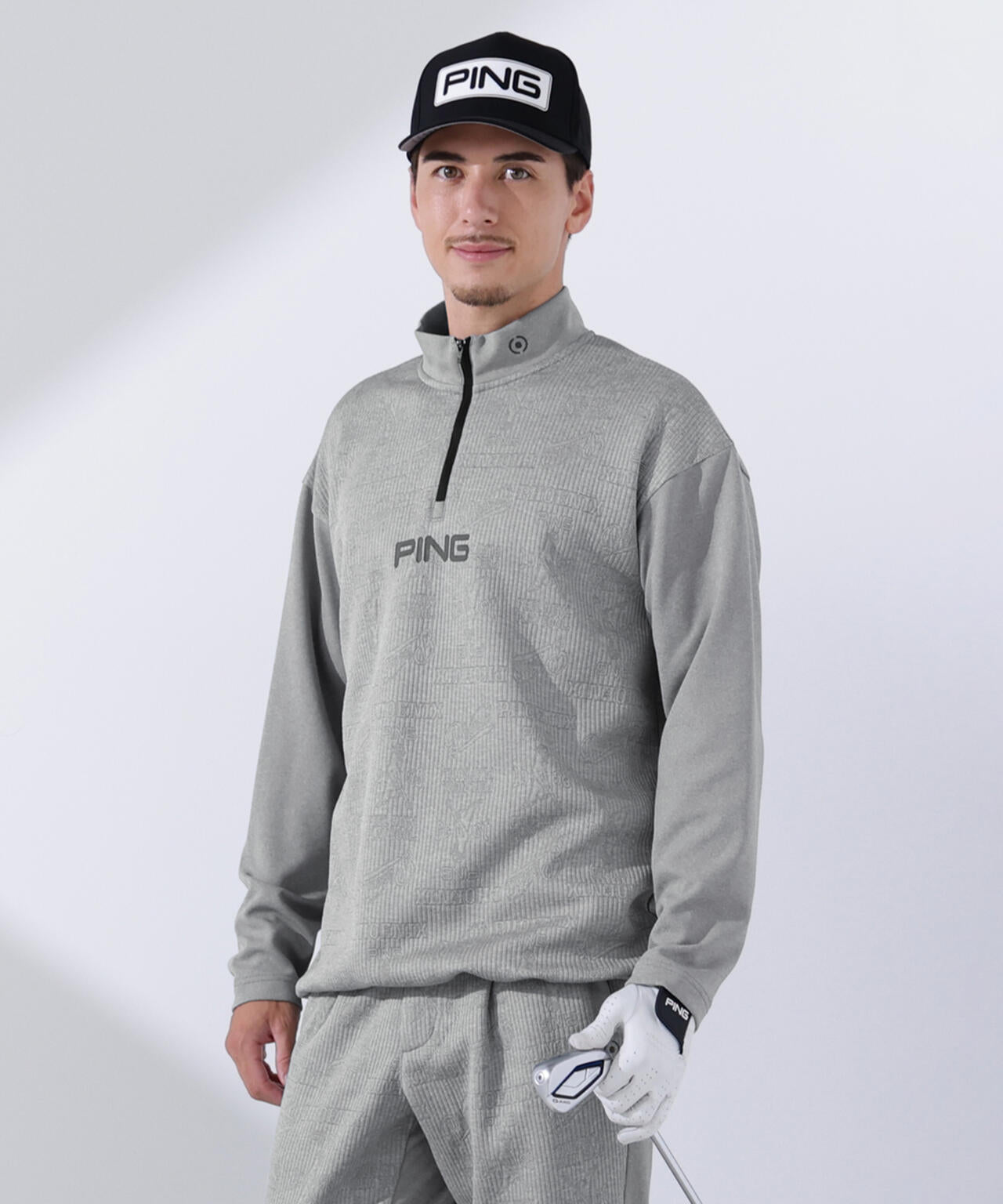 【PING APPAREL】PINGキルトジャガード/全方向ストレッチダンボールニットハーフジップカットソー<NATIVE> (MENS)