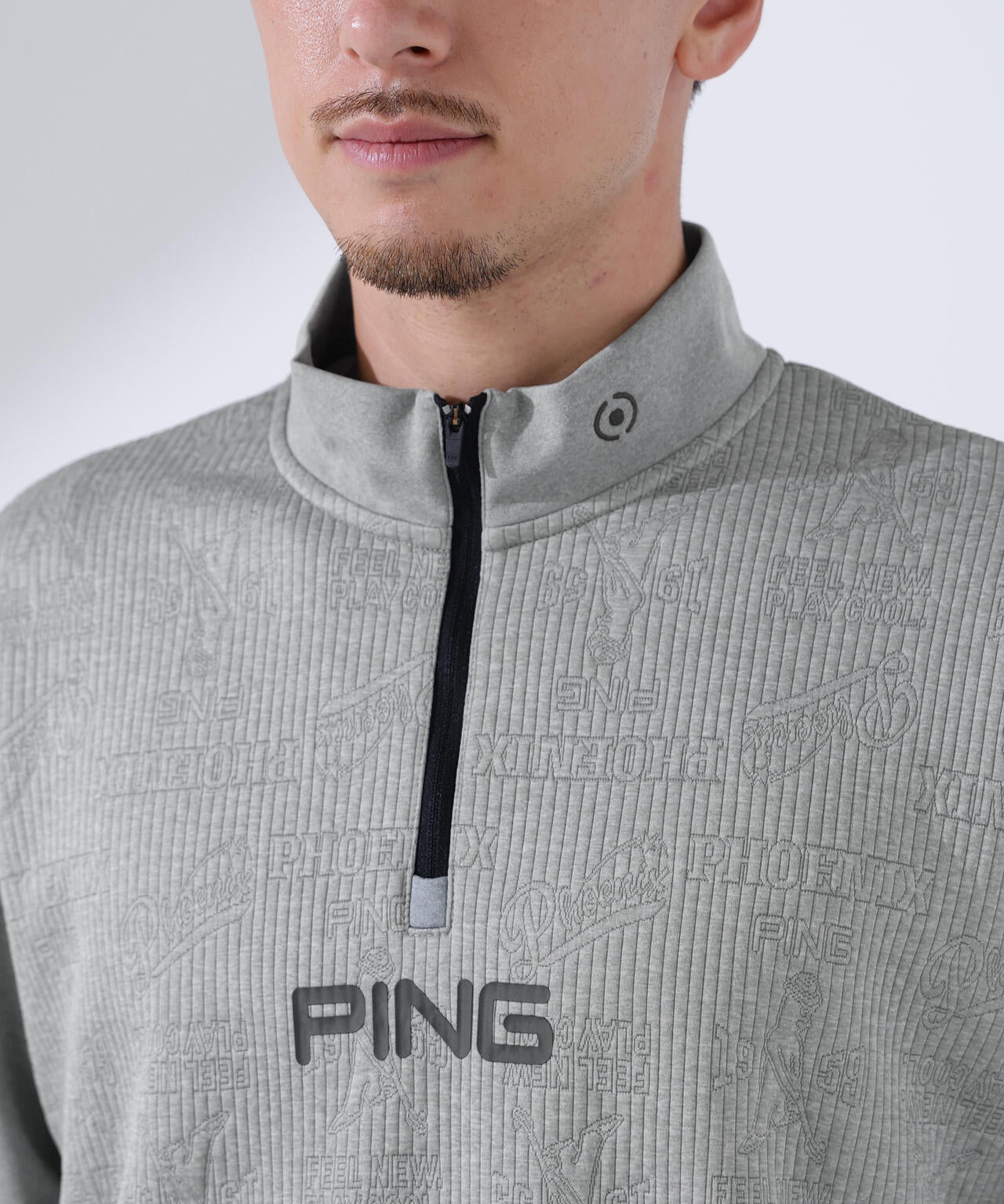 【PING APPAREL】PINGキルトジャガード/全方向ストレッチダンボールニットハーフジップカットソー<NATIVE> (MENS)