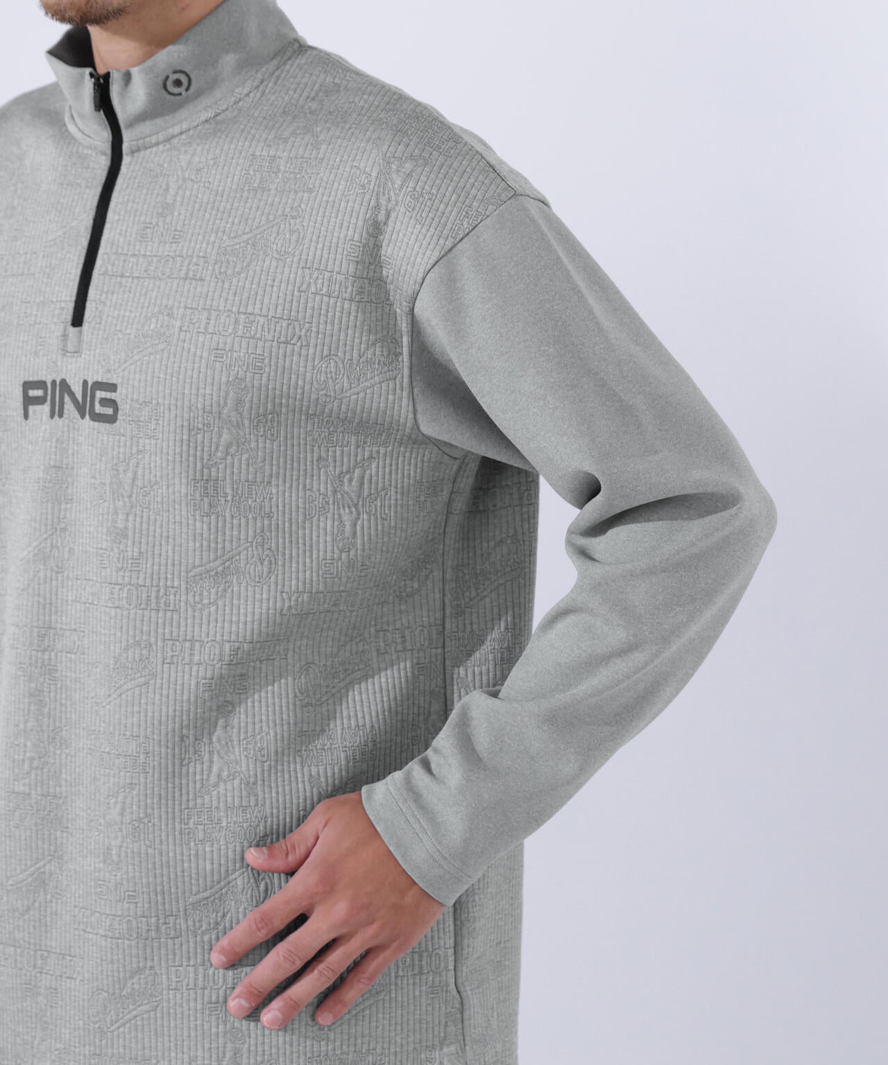 【PING APPAREL】PINGキルトジャガード/全方向ストレッチダンボールニットハーフジップカットソー<NATIVE> (MENS)