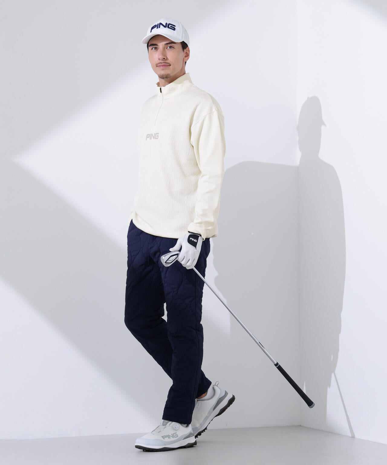 【PING APPAREL】PINGキルトジャガード/全方向ストレッチダンボールニットハーフジップカットソー<NATIVE> (MENS)