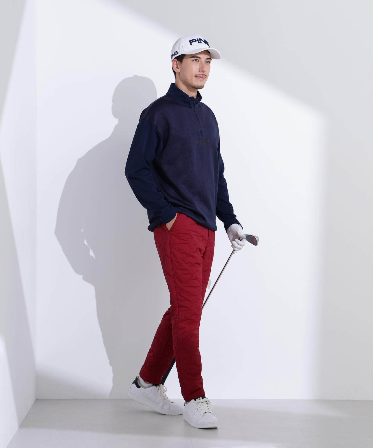 【PING APPAREL】PINGキルトジャガード/全方向ストレッチダンボールニットハーフジップカットソー<NATIVE> (MENS)