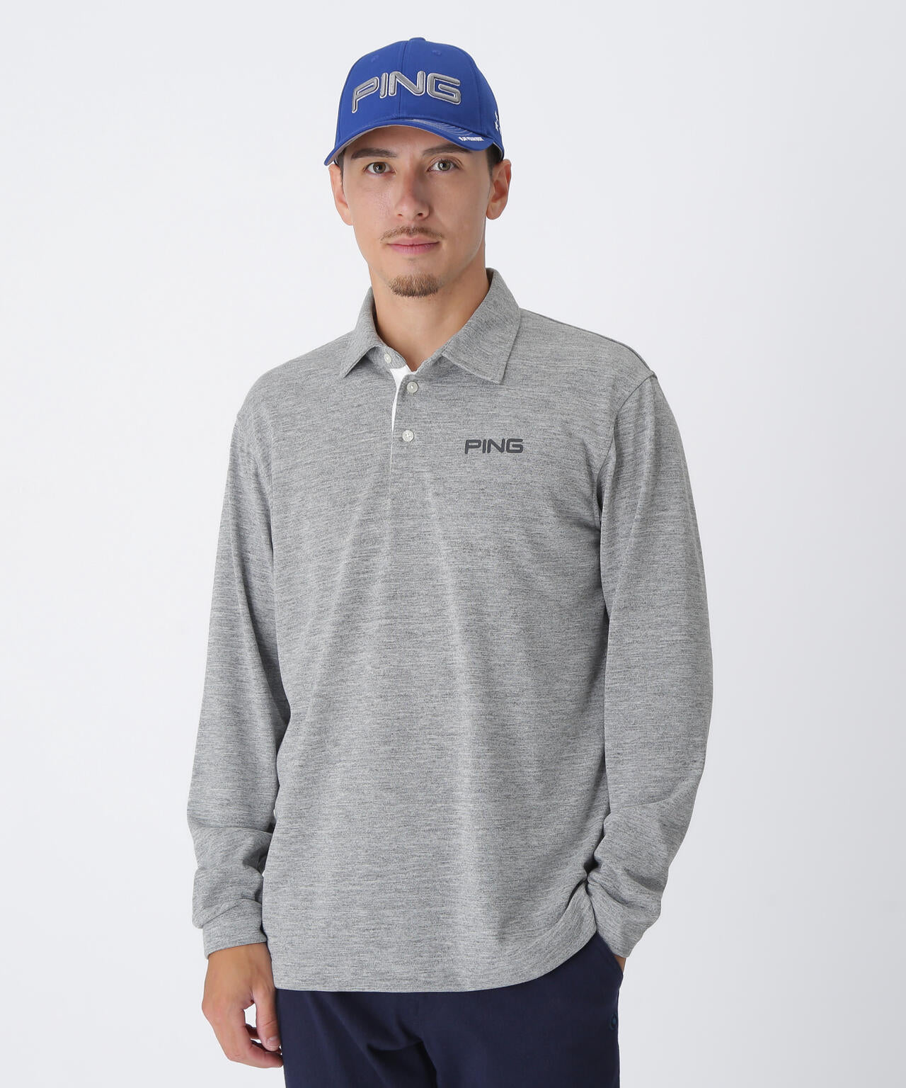 【PING APPAREL】引き揃え天竺ドライミックス長袖ポロシャツ <NATIVE> (MENS)