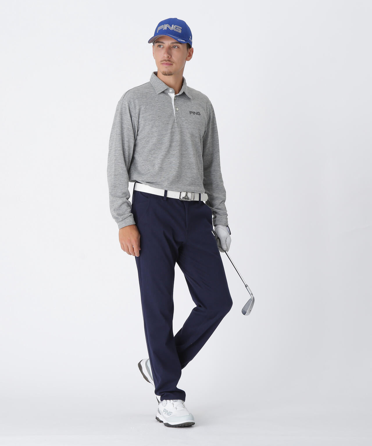【PING APPAREL】引き揃え天竺ドライミックス長袖ポロシャツ <NATIVE> (MENS)