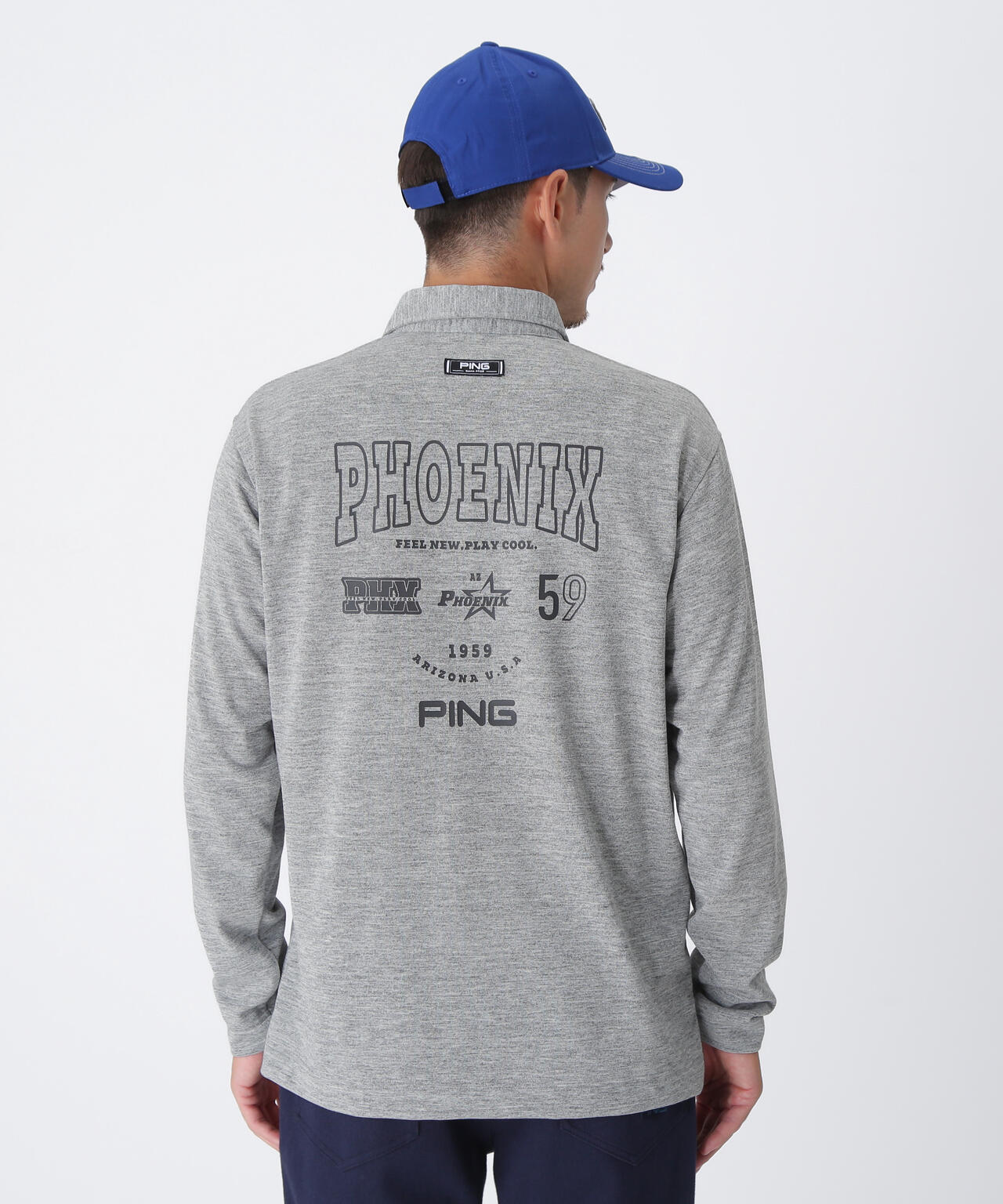 【PING APPAREL】引き揃え天竺ドライミックス長袖ポロシャツ <NATIVE> (MENS)