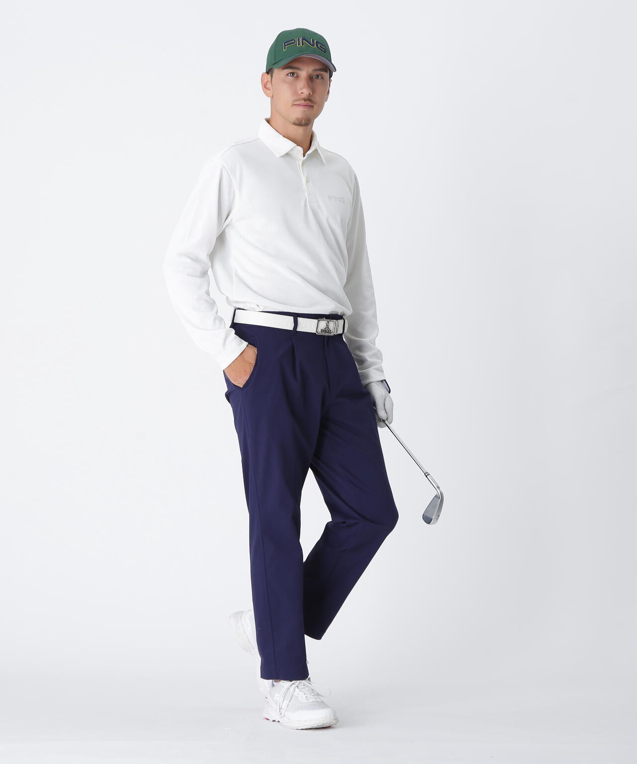 【PING APPAREL】引き揃え天竺ドライミックス長袖ポロシャツ <NATIVE> (MENS)