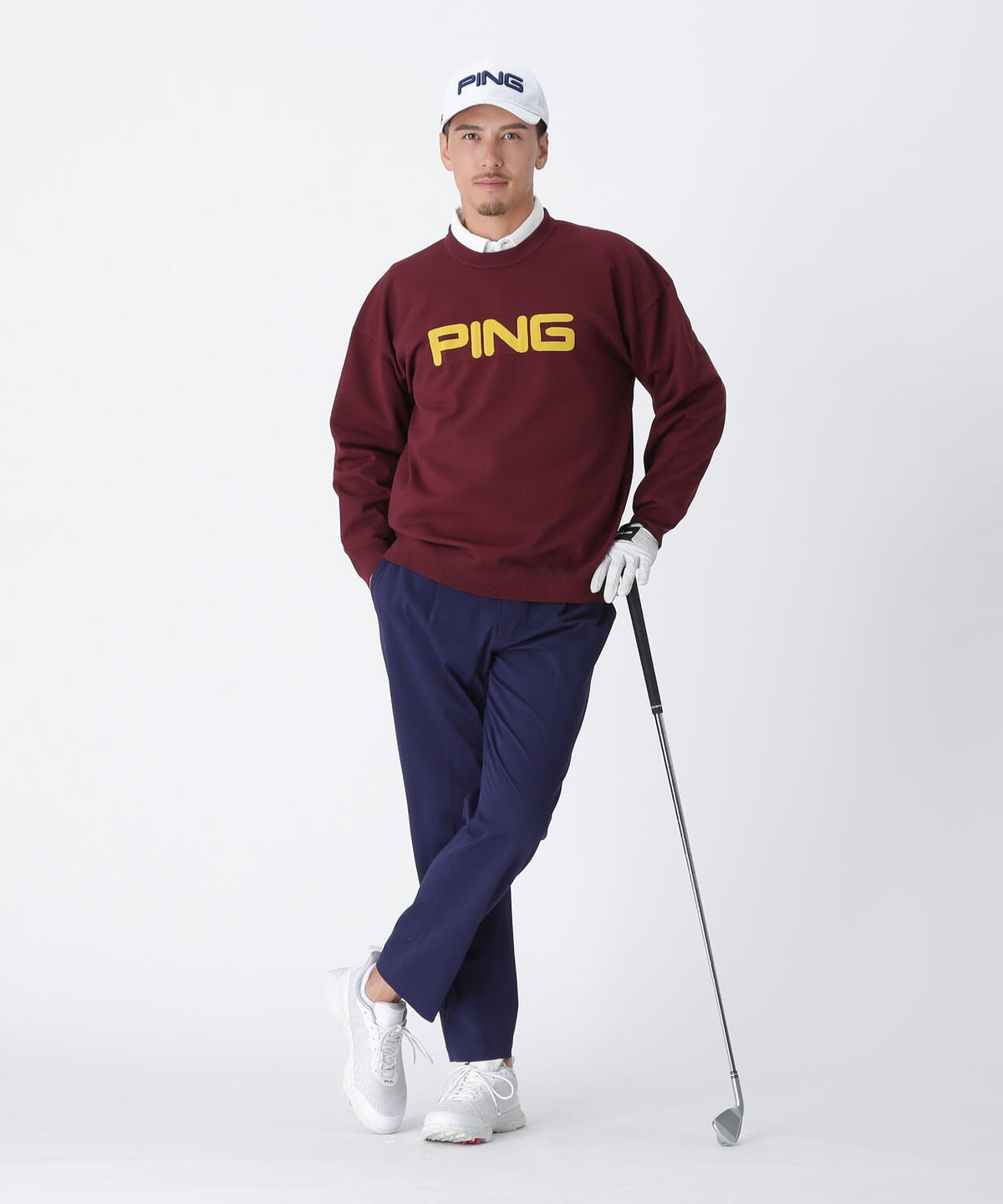 【PING APPAREL】引き揃え天竺ドライミックス長袖ポロシャツ <NATIVE> (MENS)