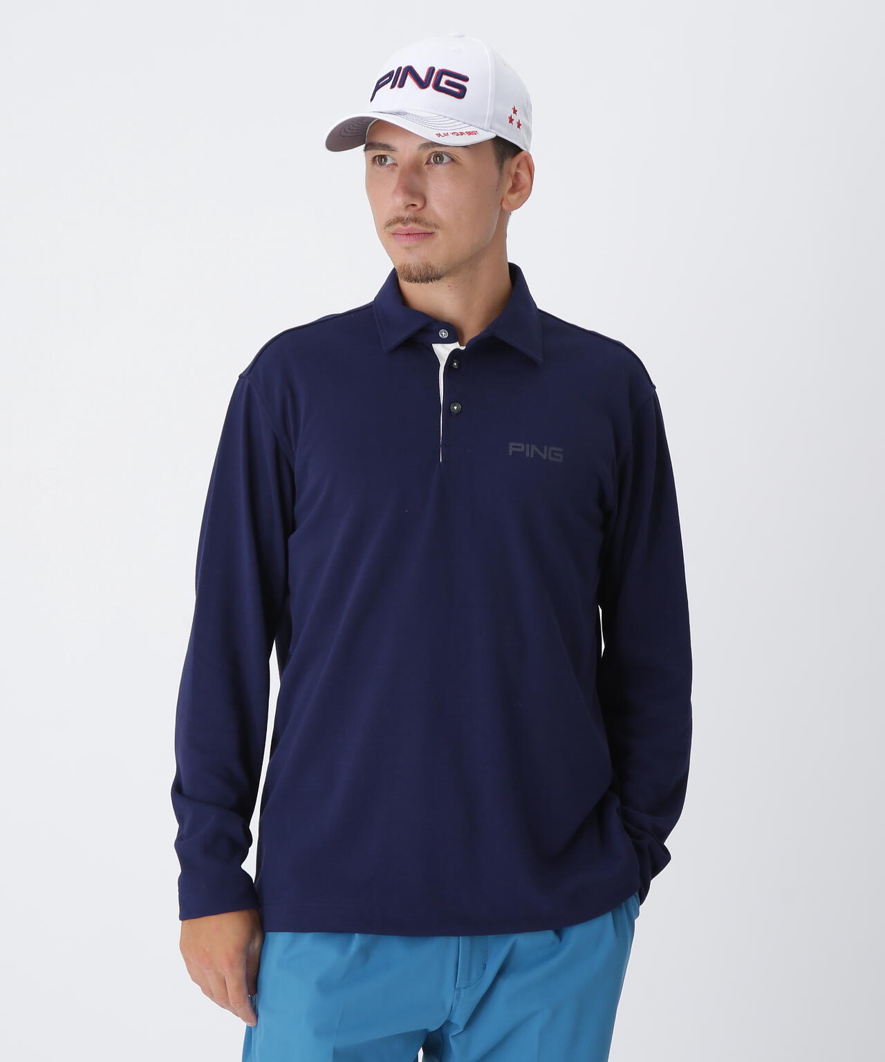 【PING APPAREL】引き揃え天竺ドライミックス長袖ポロシャツ <NATIVE> (MENS)