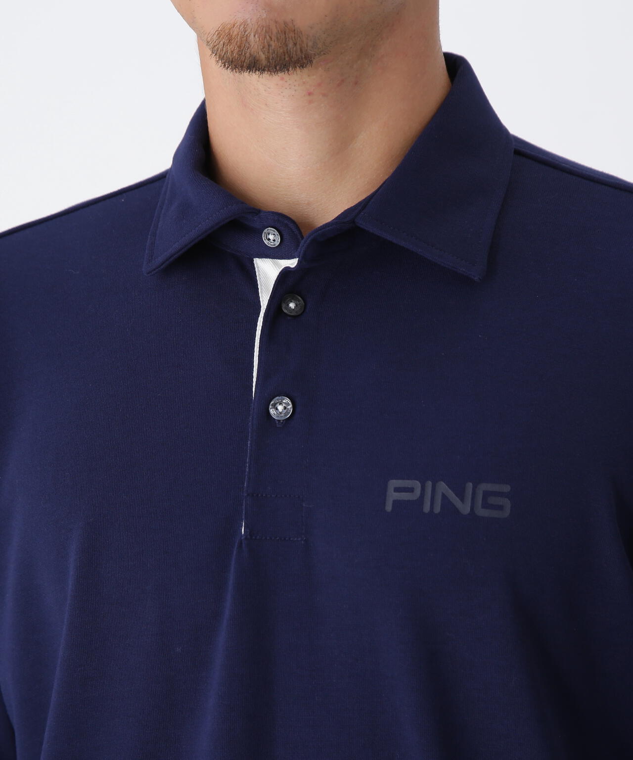 【PING APPAREL】引き揃え天竺ドライミックス長袖ポロシャツ <NATIVE> (MENS)