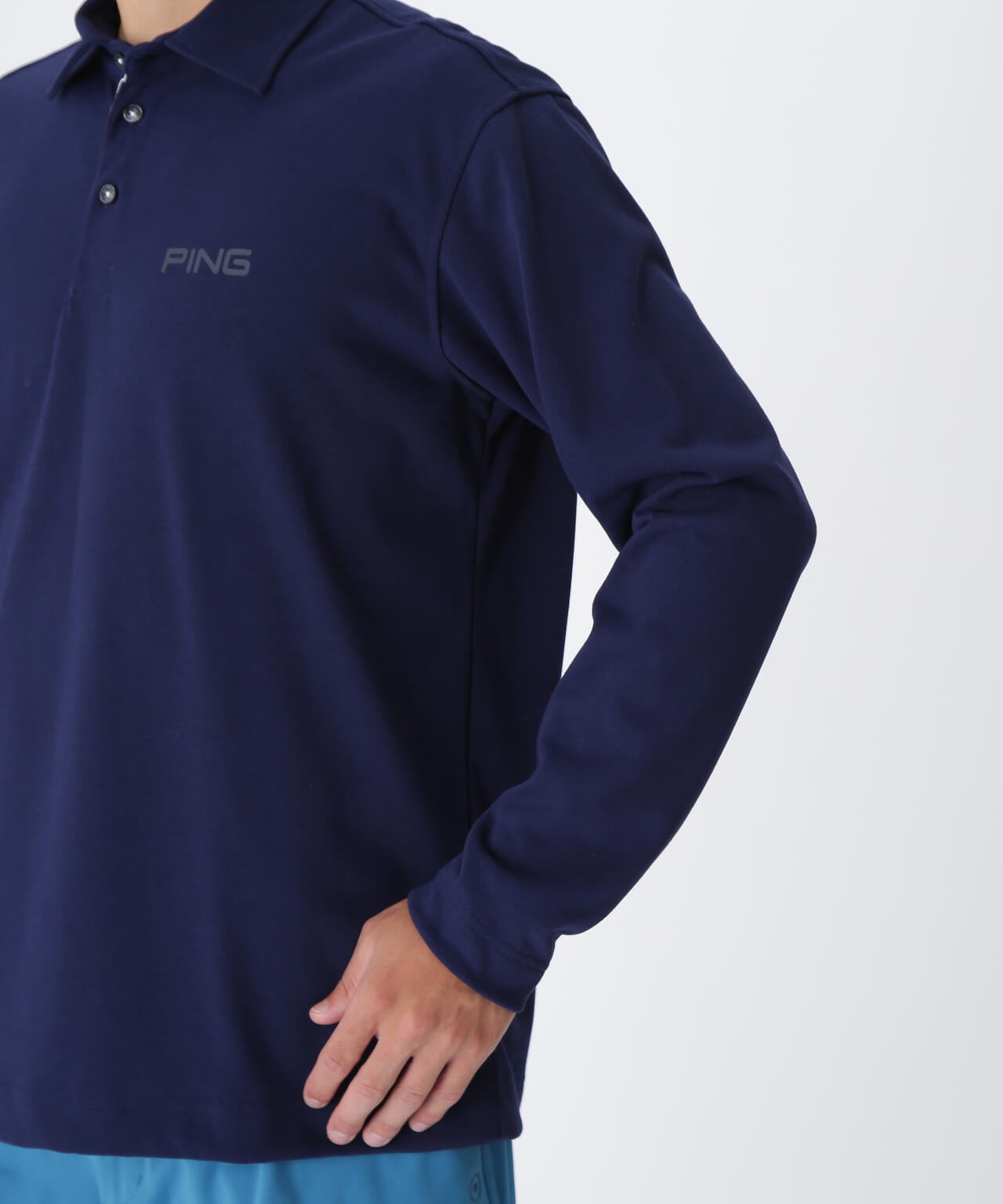 【PING APPAREL】引き揃え天竺ドライミックス長袖ポロシャツ <NATIVE> (MENS)