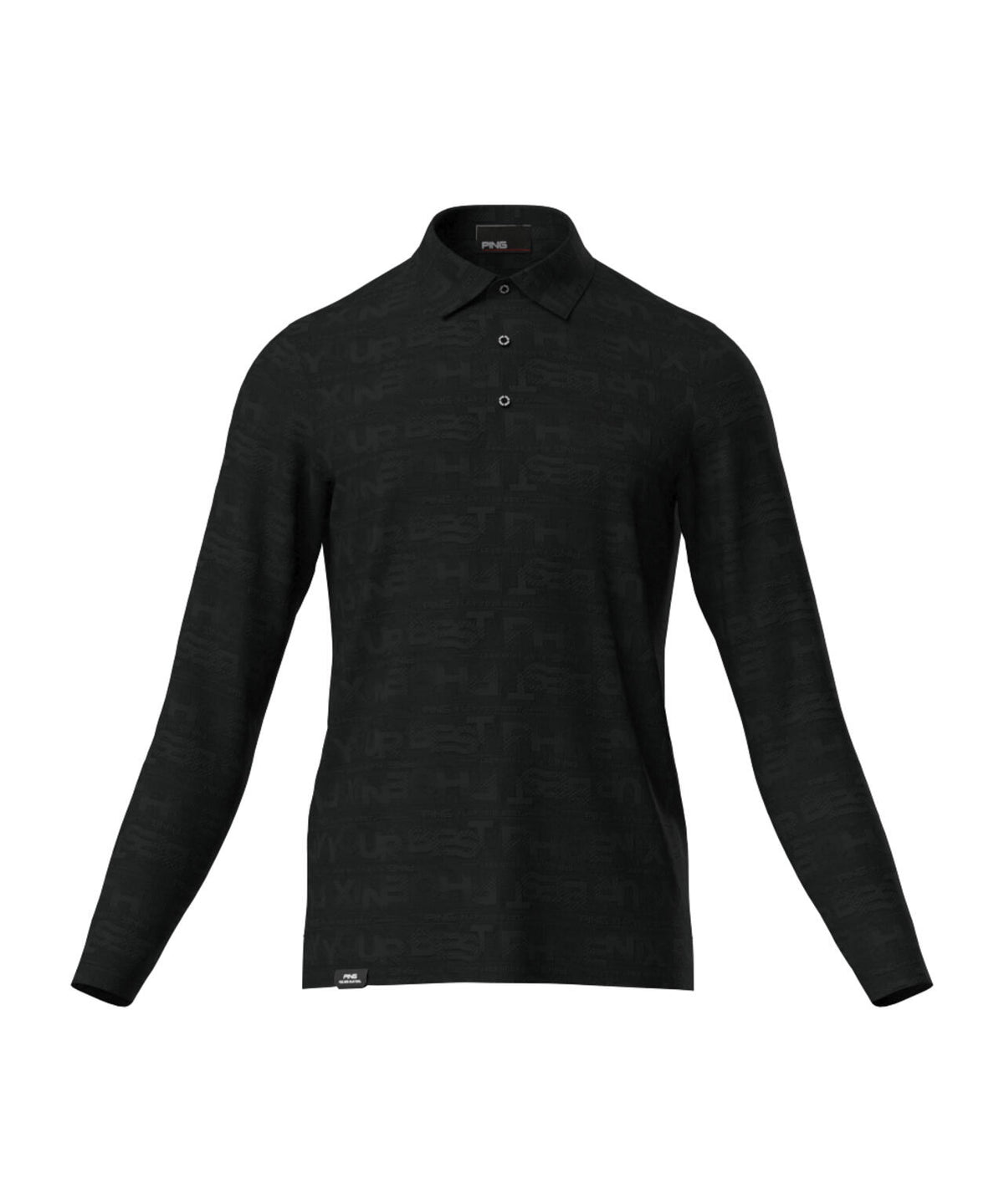 【PING APPAREL】凸凹PLAYロゴジャカード長袖ポロシャツ <PERFORMANCE> (MENS)