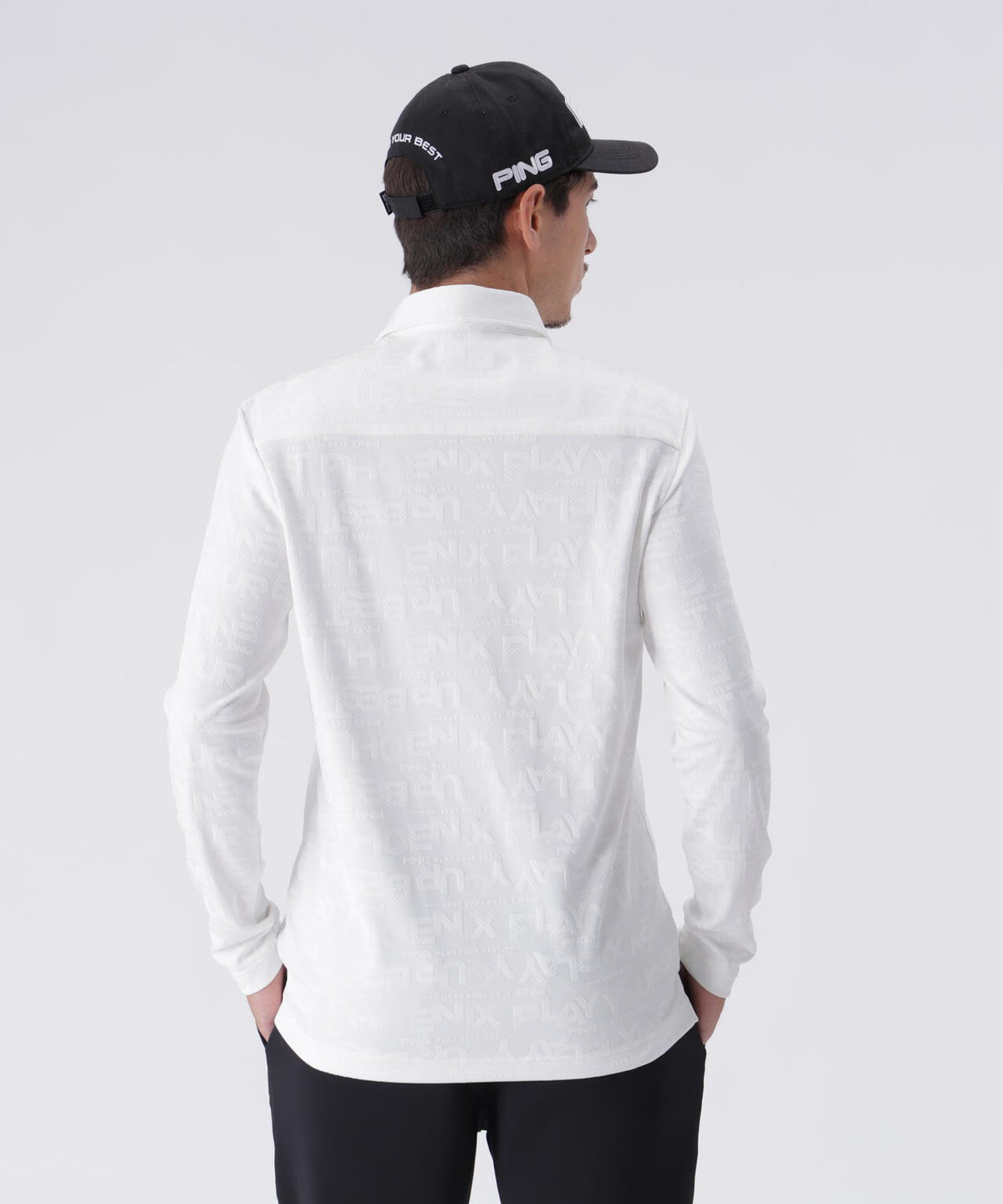 【PING APPAREL】凸凹PLAYロゴジャカード長袖ポロシャツ <PERFORMANCE> (MENS)