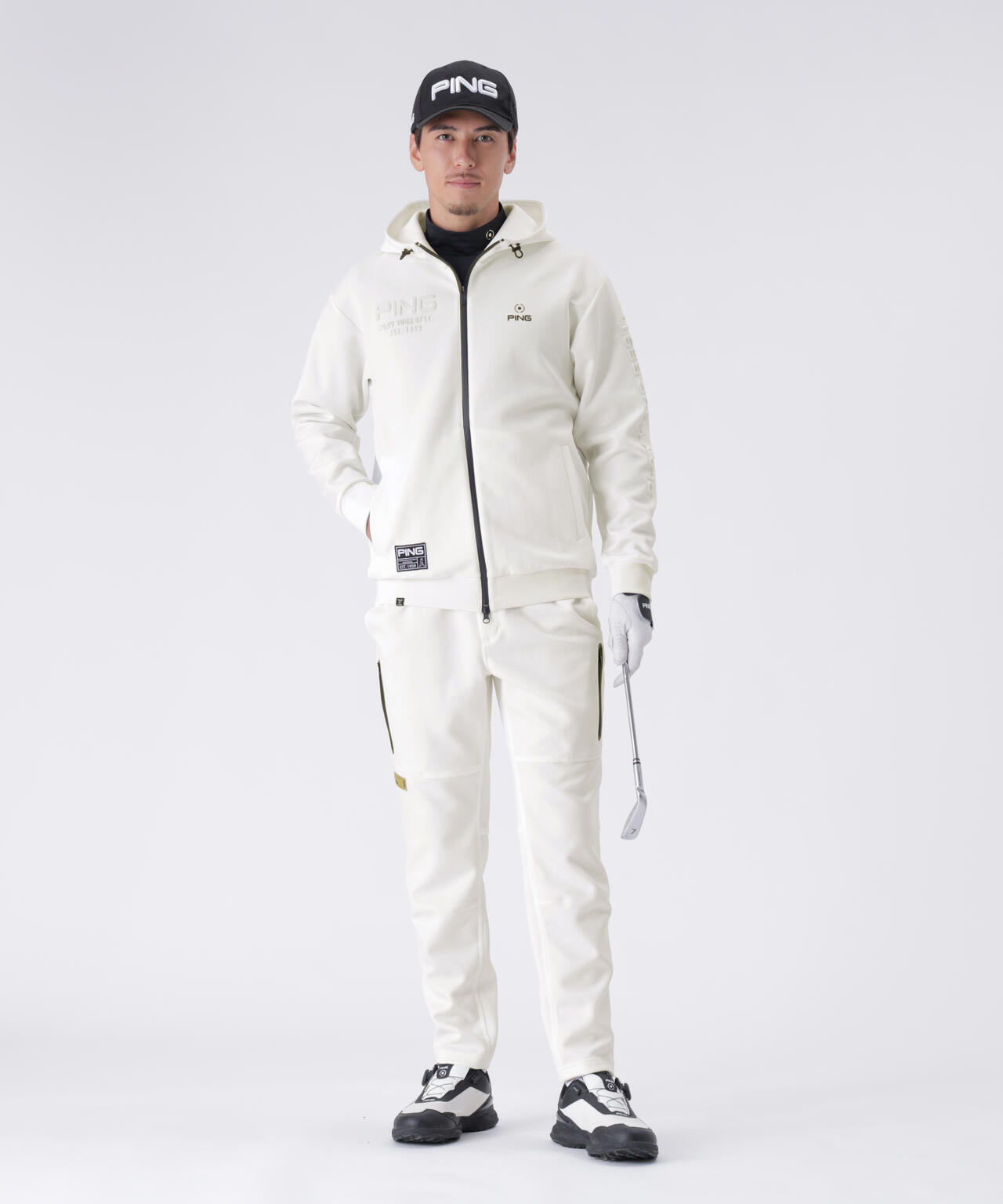 【PING APPAREL】全方向ストレッチRENUキルトダンボールジャージフルジップフーディー <GOLD> (MENS)