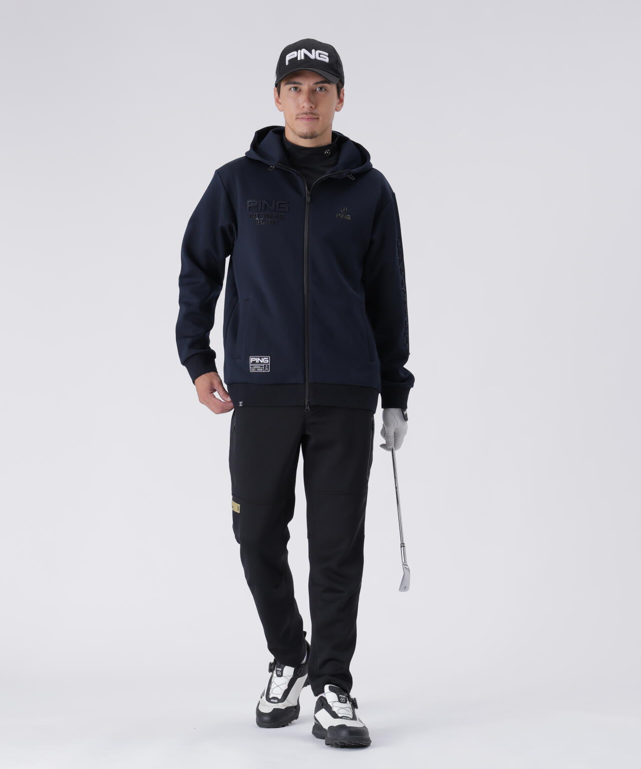 【PING APPAREL】全方向ストレッチRENUキルトダンボールジャージフルジップフーディー <GOLD> (MENS)