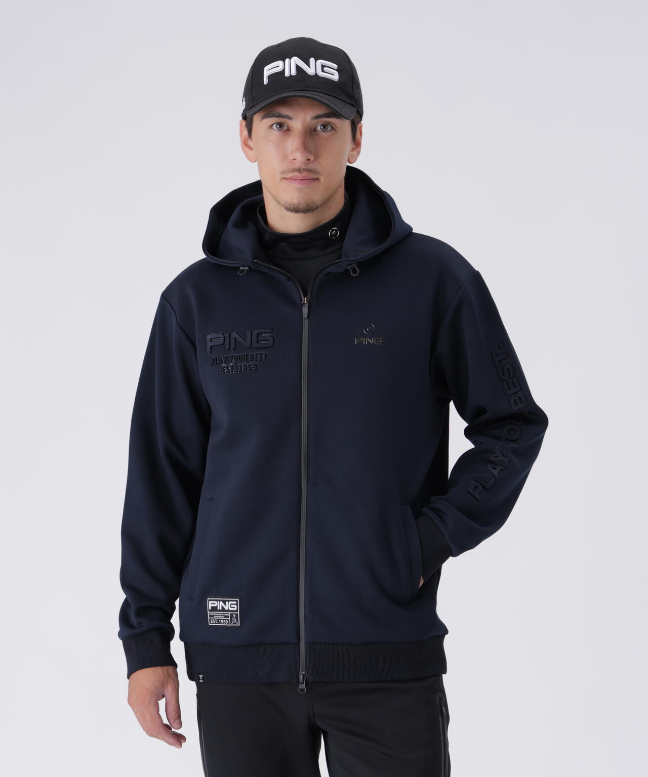 【PING APPAREL】全方向ストレッチRENUキルトダンボールジャージフルジップフーディー <GOLD> (MENS)