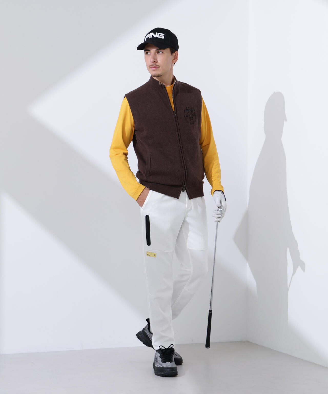 【PING APPAREL】トリコット長袖ハイネックカットソー <GOLD> (MENS)
