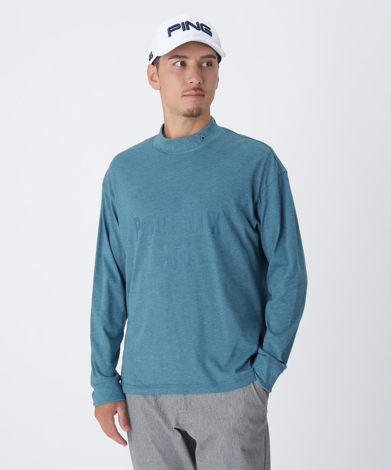【PING APPAREL】TC天竺ル―ズシルエット長袖ハイネックシャツ <NATIVE> (MENS)