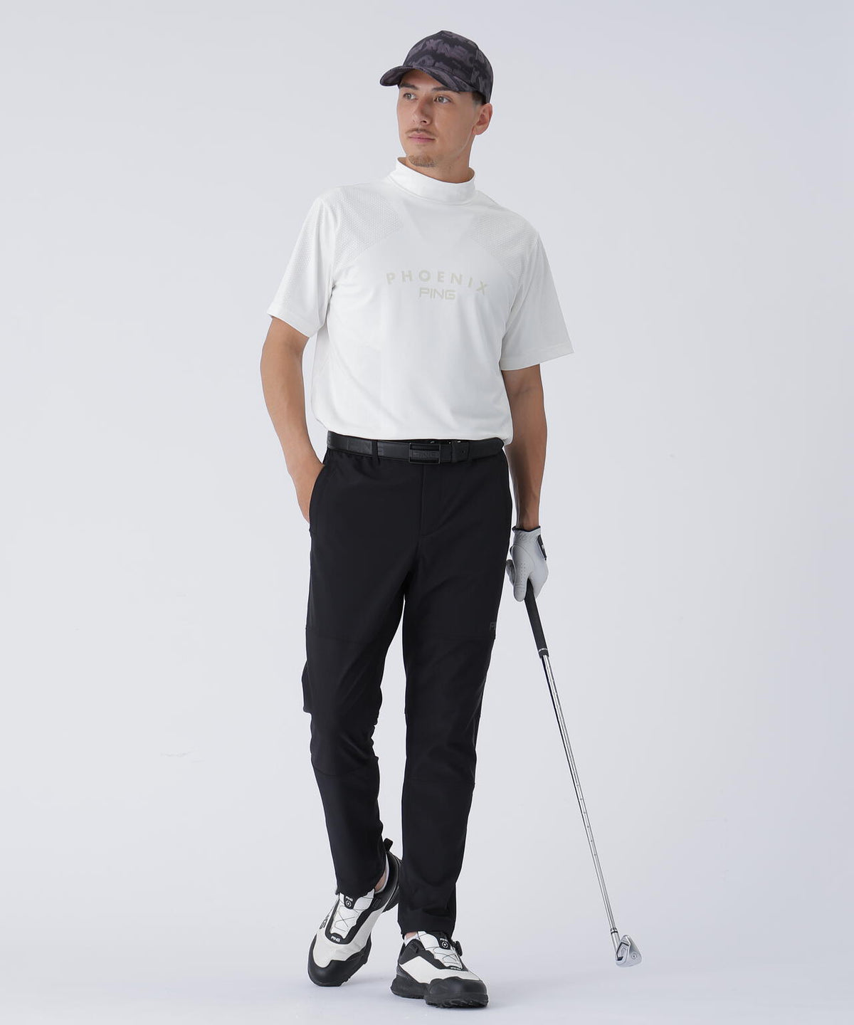 【PING APPAREL】メッシュジャカード半袖ハイネックシャツ <PERFORMANCE> (MENS)