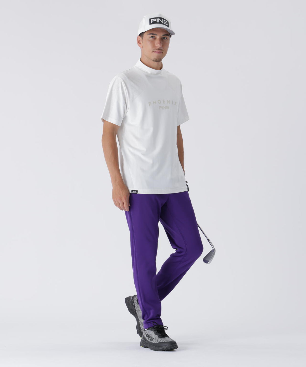 【PING APPAREL】メッシュジャカード半袖ハイネックシャツ <PERFORMANCE> (MENS)