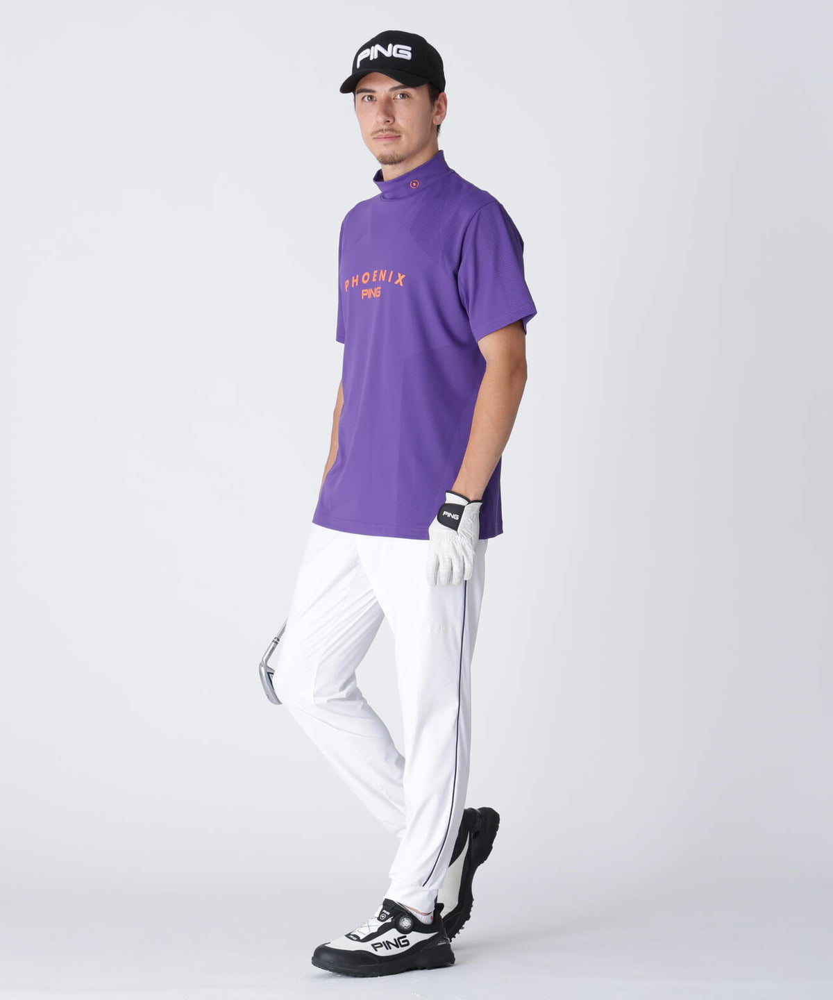 【PING APPAREL】メッシュジャカード半袖ハイネックシャツ <PERFORMANCE> (MENS)