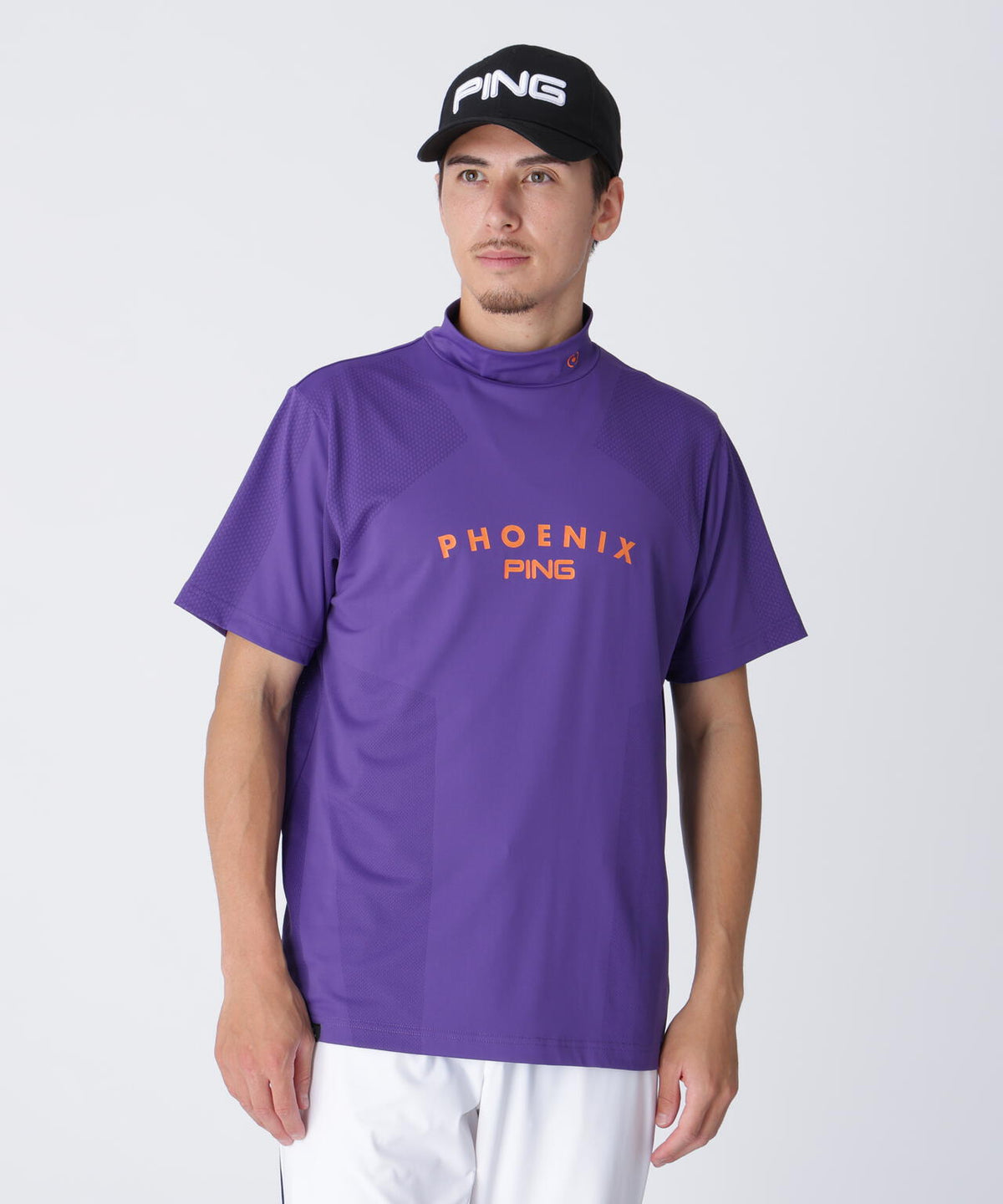 【PING APPAREL】メッシュジャカード半袖ハイネックシャツ <PERFORMANCE> (MENS)