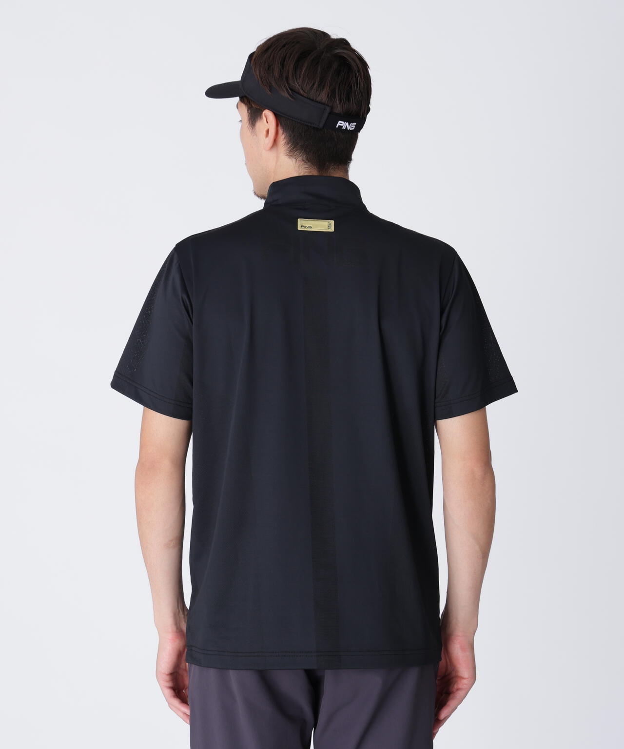 【PING APPAREL】メッシュジャカード半袖ハイネックシャツ <GOLD> (MENS)