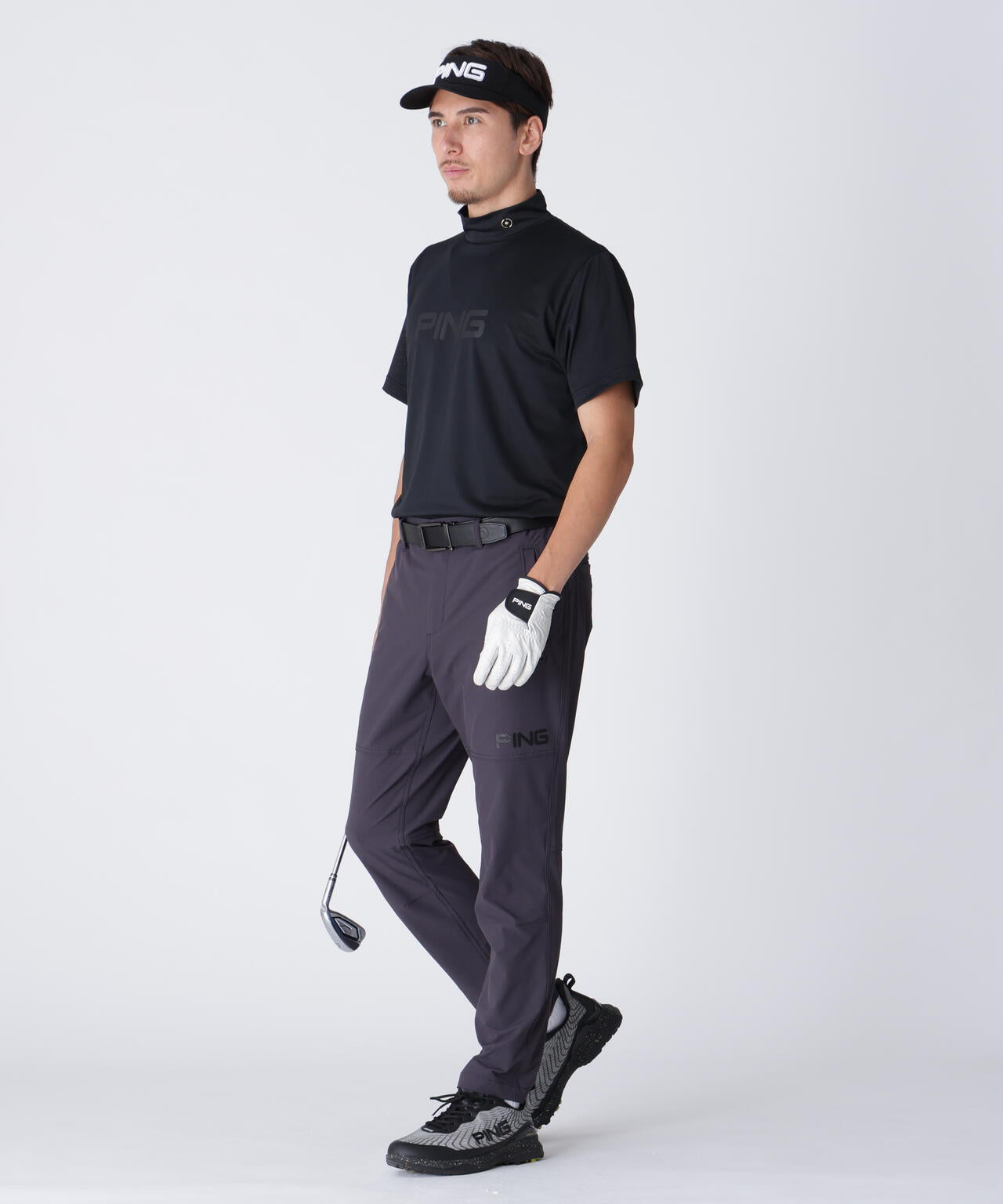 【PING APPAREL】メッシュジャカード半袖ハイネックシャツ <GOLD> (MENS)