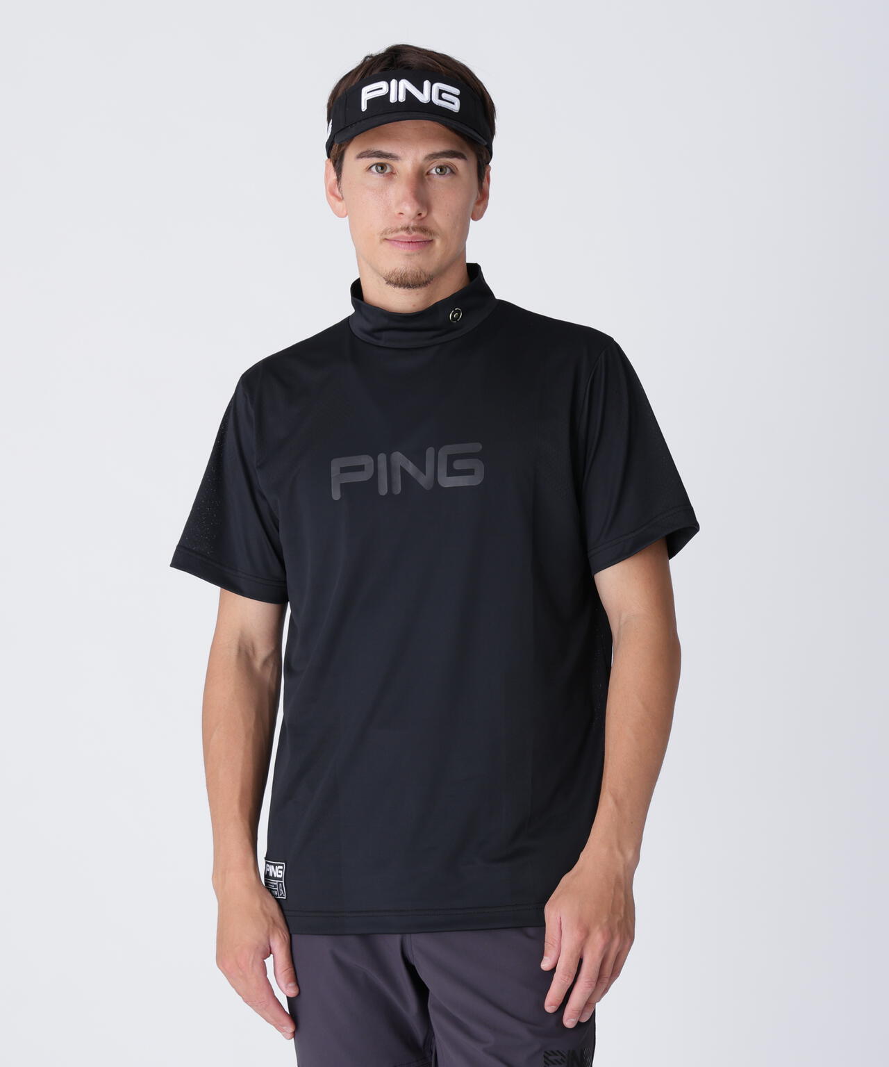 【PING APPAREL】メッシュジャカード半袖ハイネックシャツ <GOLD> (MENS)