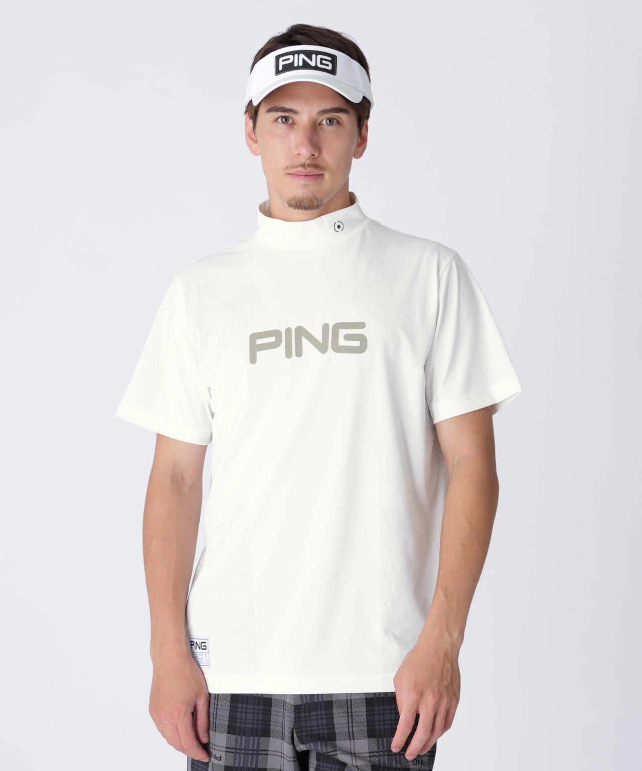 【PING APPAREL】メッシュジャカード半袖ハイネックシャツ <GOLD> (MENS)