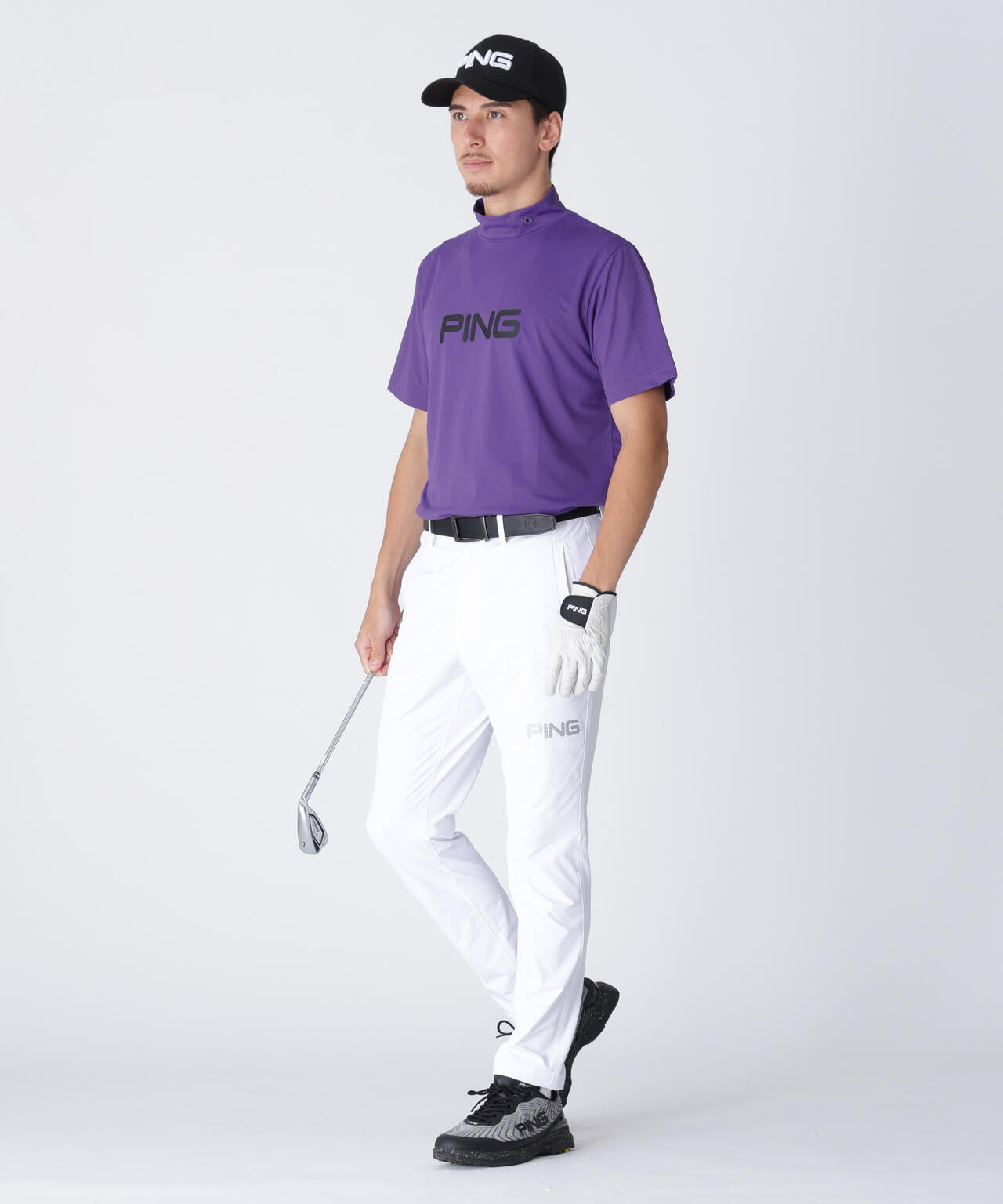 【PING APPAREL】メッシュジャカード半袖ハイネックシャツ <GOLD> (MENS)