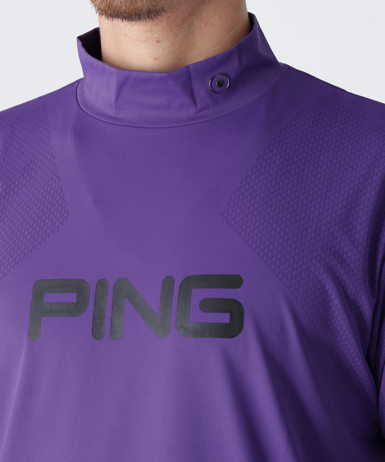 【PING APPAREL】メッシュジャカード半袖ハイネックシャツ <GOLD> (MENS)