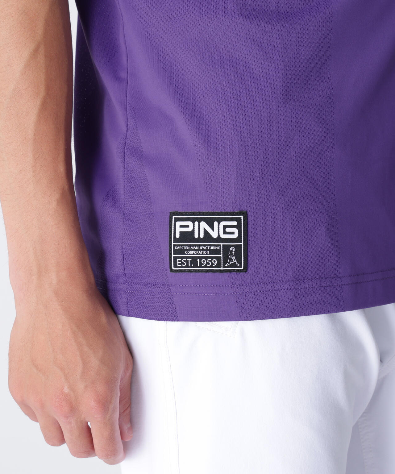【PING APPAREL】メッシュジャカード半袖ハイネックシャツ <GOLD> (MENS)