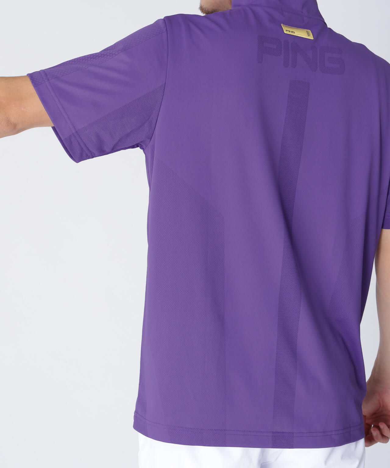 【PING APPAREL】メッシュジャカード半袖ハイネックシャツ <GOLD> (MENS)