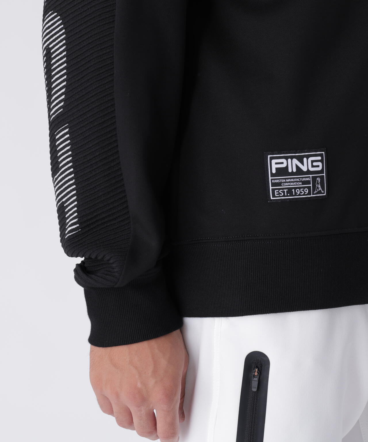 【PING APPAREL】リップルロゴクルーネックニットプルオーバー <GOLD> (MENS)